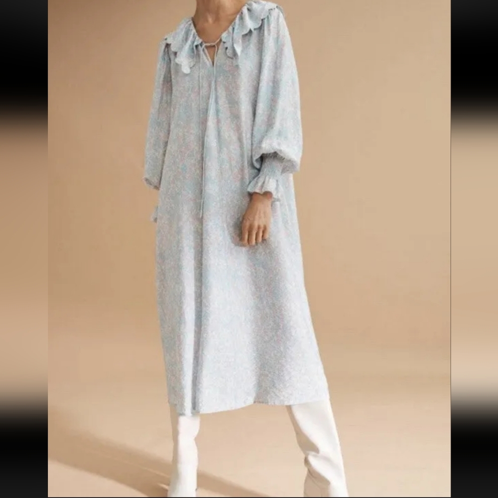 H&M flounce-collared grannycore nap maxi dress